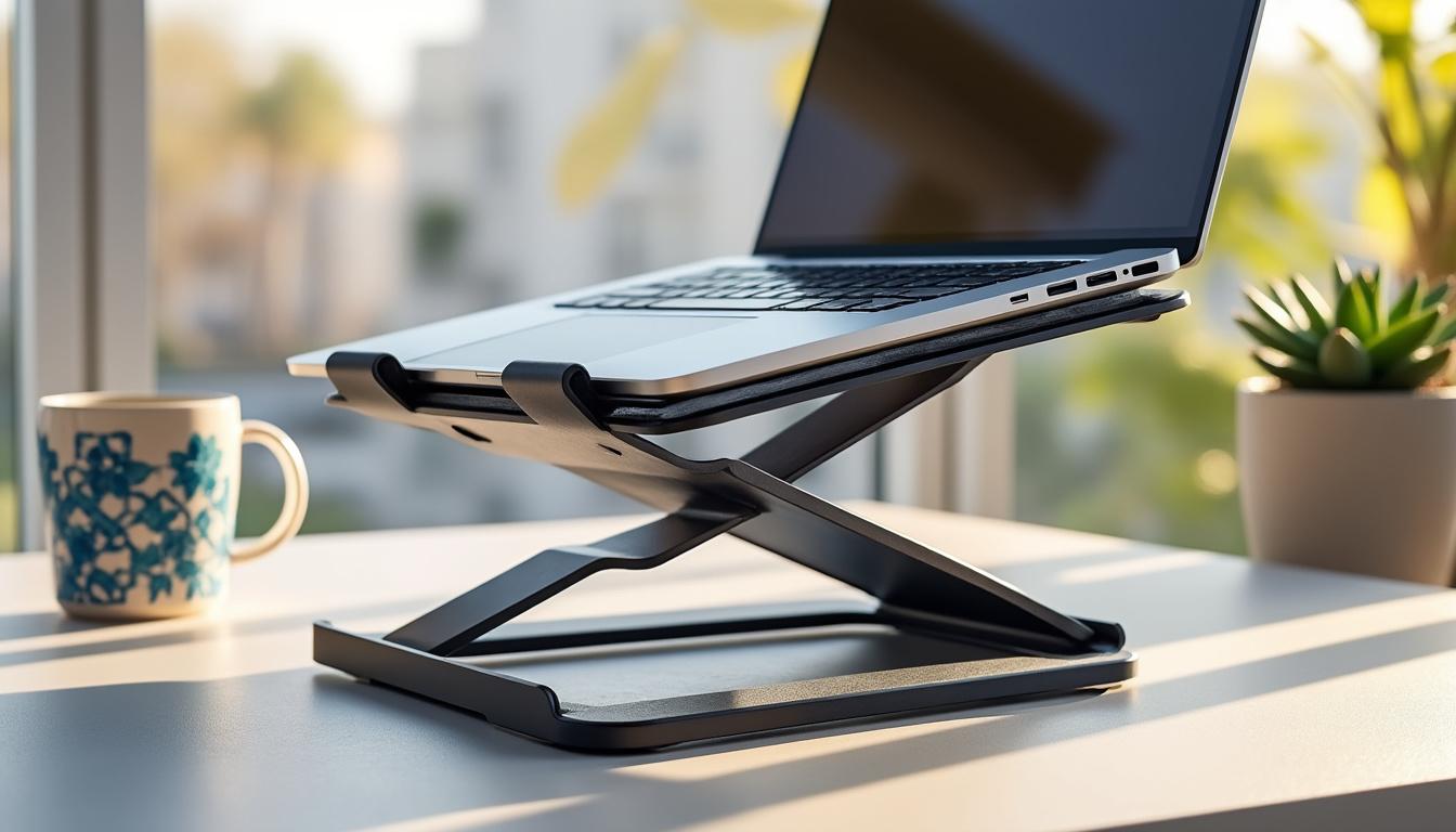découvrez notre support réglable pour ordinateur portable : améliorez votre confort de travail et adoptez une posture ergonomique, le tout à petit prix. idéal pour le bureau ou la maison.