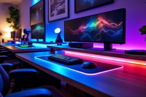 découvrez les meilleurs bureaux gaming led, alliant design lumineux et fonctionnalité, pour une expérience de jeu immersive et confortable.
